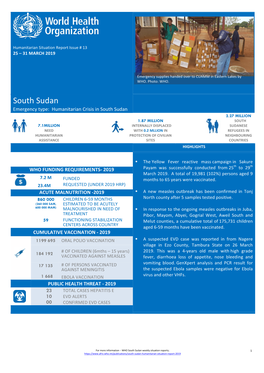 South Sudan Humanitarian Situation Report Issue # 13 19- 31 March