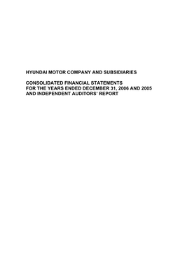 Hyundai Motor Company and Subsidiaries Consolidated