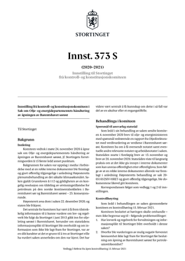 Innst. 373 S (2020–2021) Innstilling Til Stortinget Frå Kontroll- Og Konstitusjonskomiteen