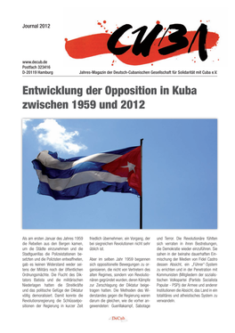 Entwicklung Der Opposition in Kuba Zwischen 1959 Und 2012