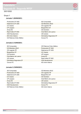 Segunda RFEF Calendario