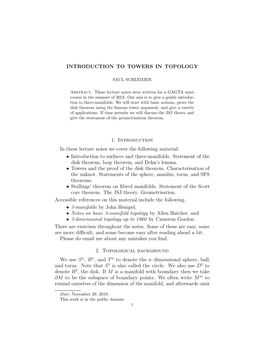 Introduction to Towers in Topology