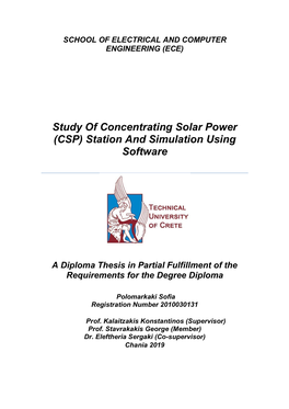 Study of Concentrating Solar Power (CSP) Station and Simulation Using Software