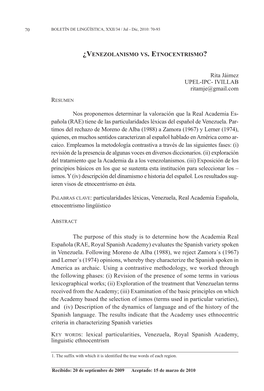 RAE) Tiene De Las Particularidades Léxicas Del Español De Venezuela