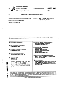 Nonirritating Aqueous Ophthalmic Compositions Comfort Formulation for Ocular Therepeutic Agents