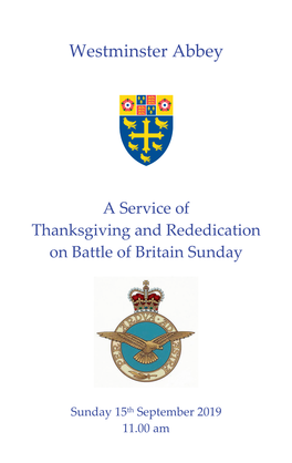A Service of Thanksgiving and Rededication on Battle of Britain Sunday