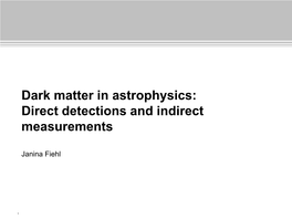 Dark Matter in Astrophysics: Direct Detections and Indirect Measurements