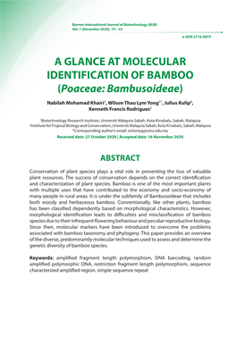 A GLANCE at MOLECULAR IDENTIFICATION of BAMBOO (Poaceae: Bambusoideae)