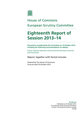 Eighteenth Report of Session 2013–14