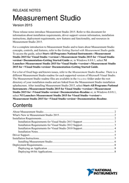 Measurement Studio Release Notes