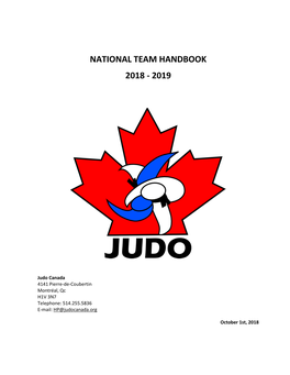 National Team Handbook 2018 - 2019