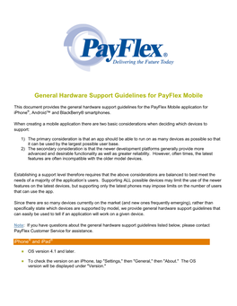 General Hardware Support Guidelines for Payflex Mobile