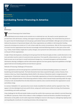 Combating Terror Financing in America | the Washington Institute