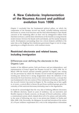4. New Caledonia: Implementation of the Noumea Accord and Political Evolution from 1998