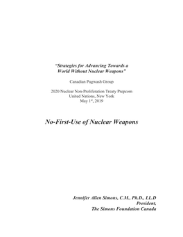 No-First-Use of Nuclear Weapons