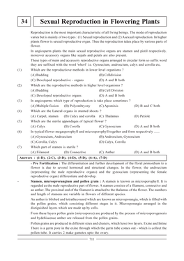 Sexual Reproduction in Flowering Plants