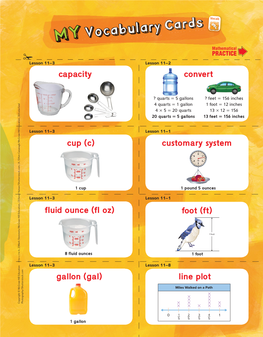 Gallon (Gal) Line Plot Fluid Ounce (Fl Oz) Foot (Ft) Cup (C) Customary System