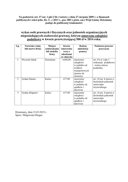 Ulgi W Podatkach I Opłatach W 2014 R