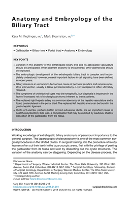 Anatomy and Embryology of the Biliary Tract