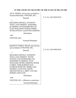 (Nominal Defendant): Notice of Pendency of Derivative Action