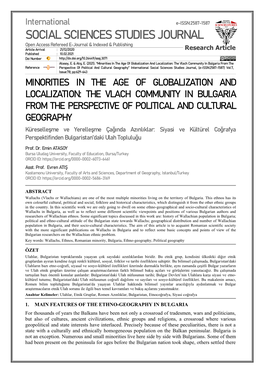 Minorities in the Age of Globalization and Localization: the Vlach