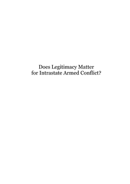 Does Legitimacy Matter for Intrastate Armed Conflict?