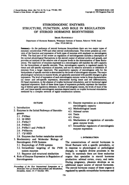 Steroidogenic Enzymes: Structure, Function, and Role in Regulation of Steroid Hormone Biosynthesis