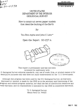 How to Construct Seven Paper Models That Describe Faulting of the Earth By