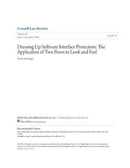 Dressing up Software Interface Protection: the Application of Two Pesos to Look and Feel Steven Schortgen