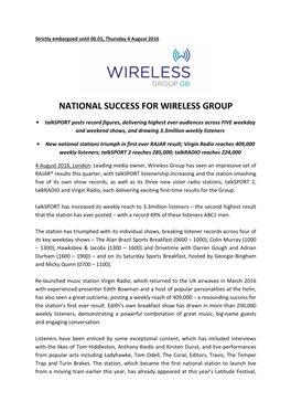 National Success for Wireless Group