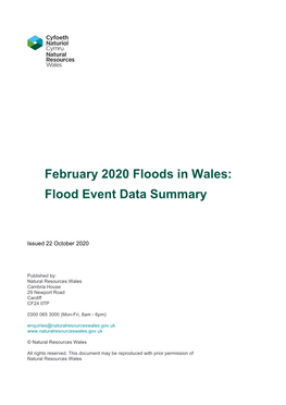 February 2020 Floods in Wales: Flood Event Data Summary