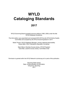 Cataloging Standards