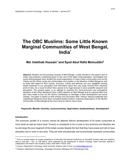 The OBC Muslims: Some Little Known Marginal Communities of West Bengal, India*