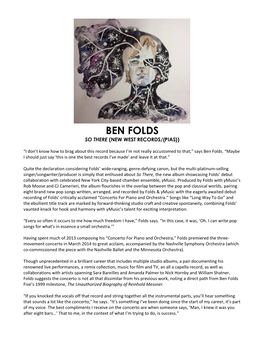 Ben Folds So There (New West Records/{Pias})