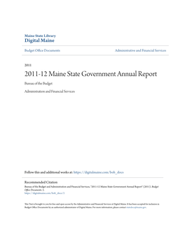2011-12 Maine State Government Annual Report Bureau of the Budget