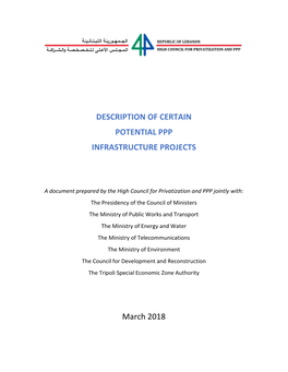 Description of Certain Potential Ppp Infrastructure Projects