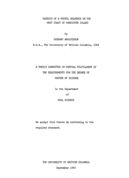 Genesis of a Podzol Sequence on the West Coast of Vancouver Island