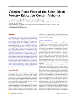 Vascular Plant Flora of the Solon Dixon Forestry Education Center, Alabama