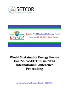 World Sustainable Energy Forum Enersol WSEF Tunisia 2014 International Conference