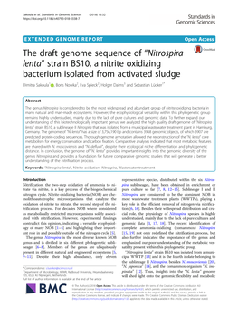 The Draft Genome Sequence Of