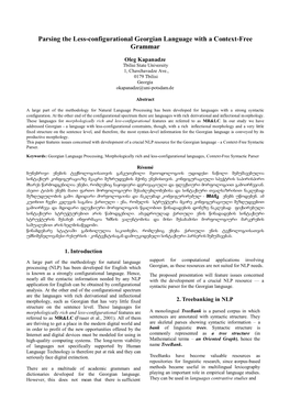 Parsing the Less-Configurational Georgian Language with a Context-Free Grammar