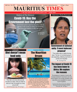 Mauritius Times Epaper Friday 27 August 2021