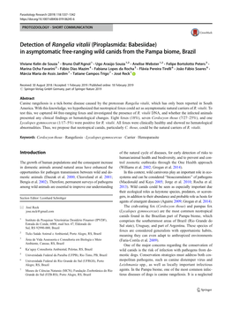 Detection of Rangelia Vitalii (Piroplasmida: Babesiidae) in Asymptomatic Free-Ranging Wild Canids from the Pampa Biome, Brazil