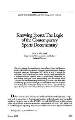 The Logic of the Contemporary Sports Documentary