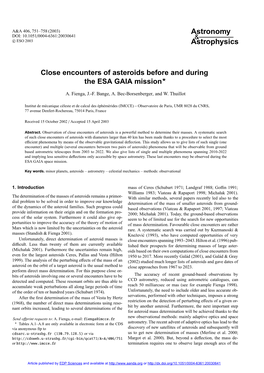 Close Encounters of Asteroids Before and During the ESA GAIA Mission