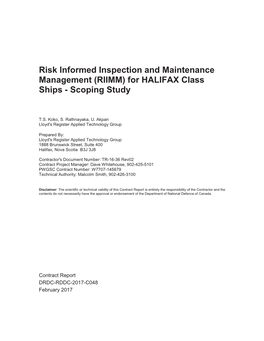 For HALIFAX Class Ships - Scoping Study