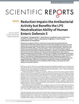 Reduction Impairs the Antibacterial Activity but Benefits the LPS