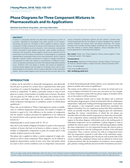 Phase Diagrams for Three Component Mixtures in Pharmaceuticals and Its Applications