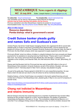 Credit Suisse Banker Pleads Guilty and Names Safa and Guebuza's Son