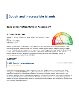 2020 Conservation Outlook Assessment